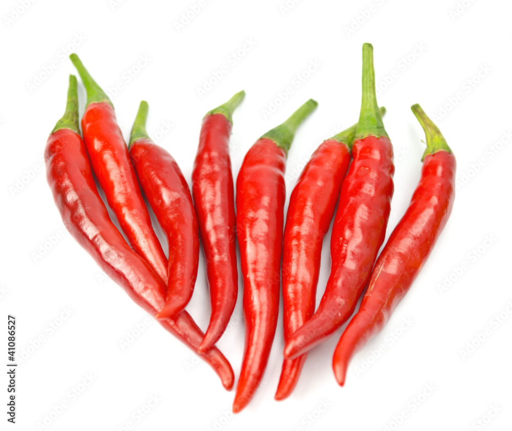 Red chili peppers isolated on the white