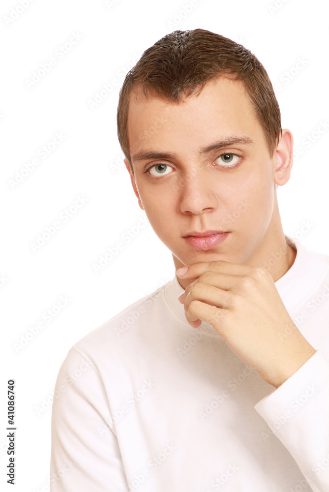 Portrait of a pensive young guy