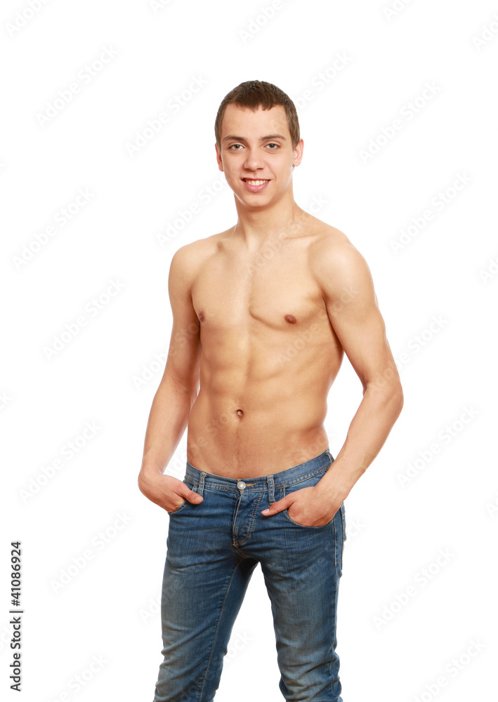 Portrait of a shirtless young man