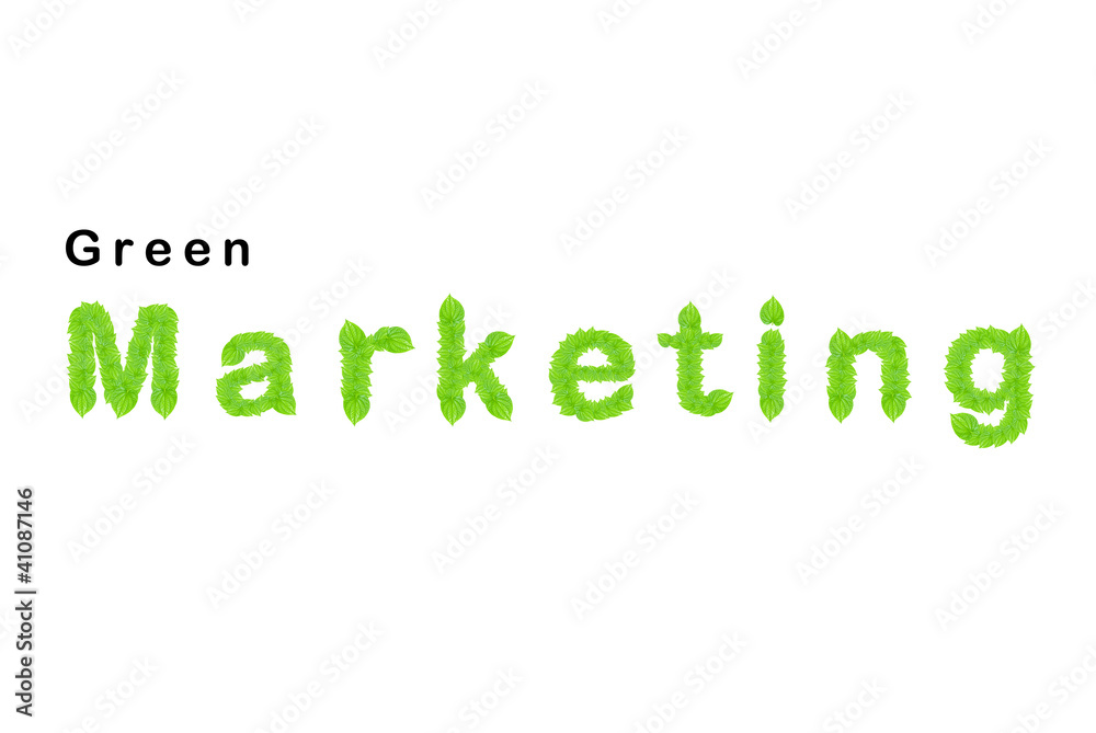 Green marketing word made up from green leafs in isolated white Green marketing word made up from green leafs in isolated white