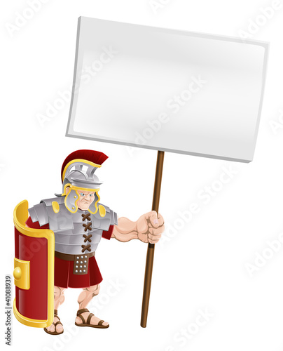 Tough Roman soldier holding...