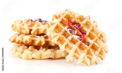 belgian waffles with raspberry jam
