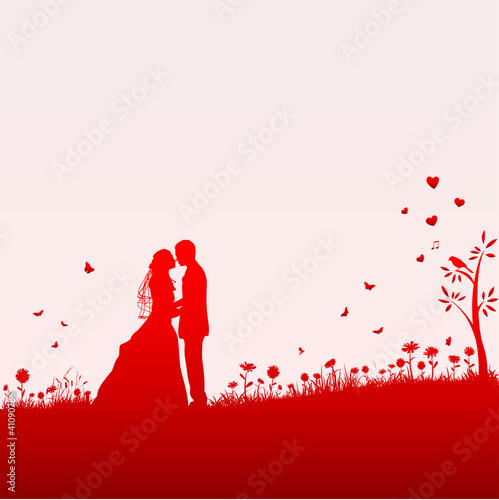 Brautpaar Vektor Silhouette