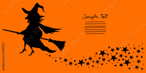 Flying Witch Halloween Background