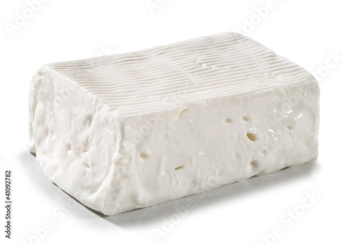 fresh cheese, italian crescenza, isolated on white