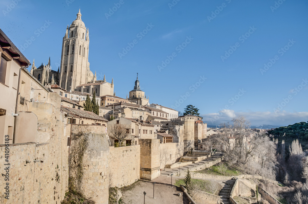 Segovia City walls at Castile and Leon, Spain