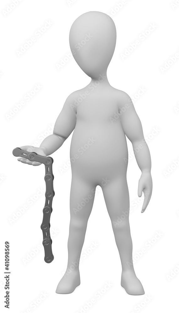 3d render of cartoon character with bike chain 3d render of cartoon character with bike chain