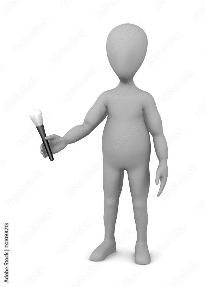3d render of cartoon character with small brush 3d render of cartoon character with small brush