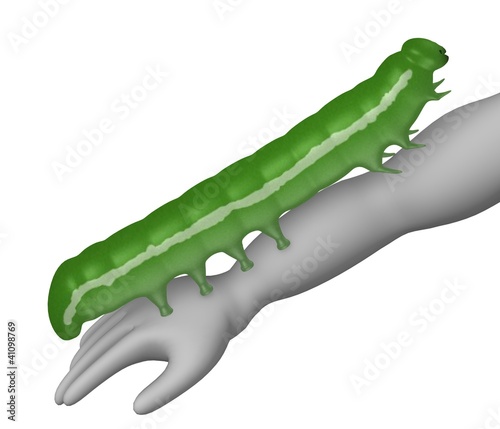 3d render of cartoon character with caterpillar