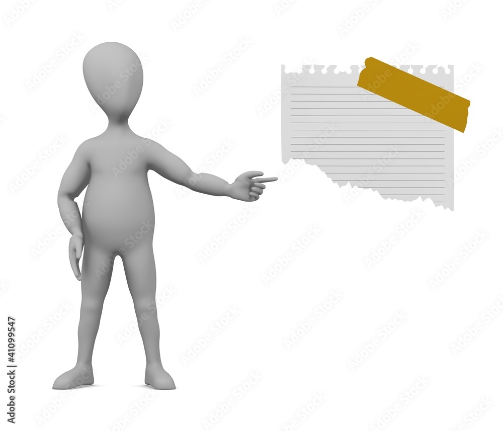 3d render of cartoon character with piece of paper 3d render of cartoon character with piece of paper