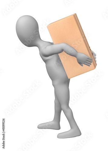 3d render of cartoon character with package