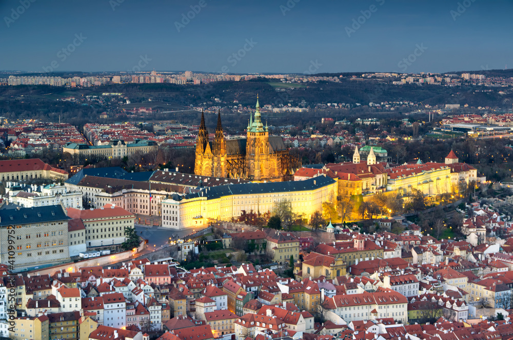 Aerial view of Prague, Czech Republich