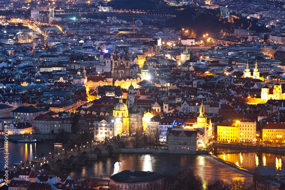 Aerial view of Prague, Czech Republich