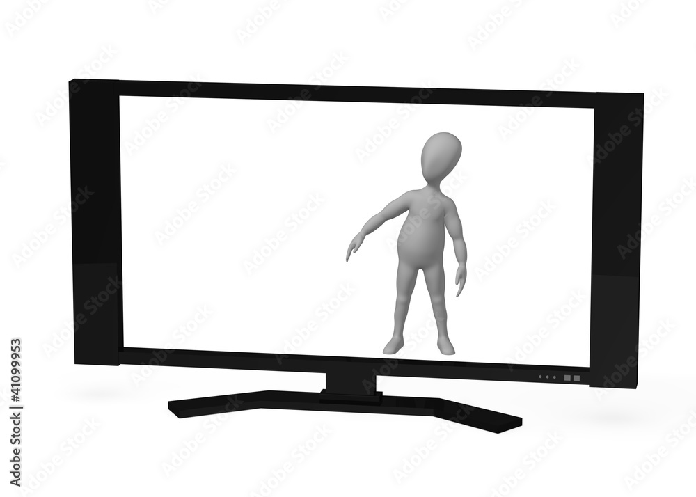 3d render of cartoon character with TV 3d render of cartoon character with TV