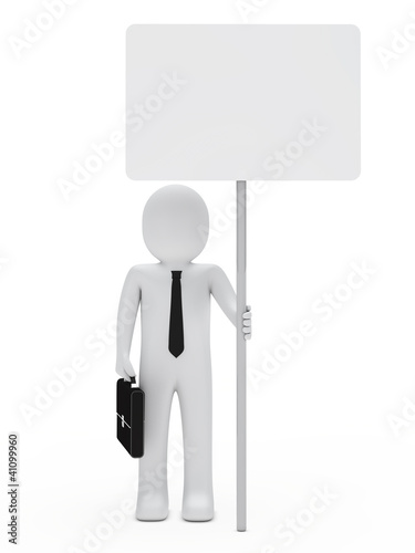 businessman hold signboard