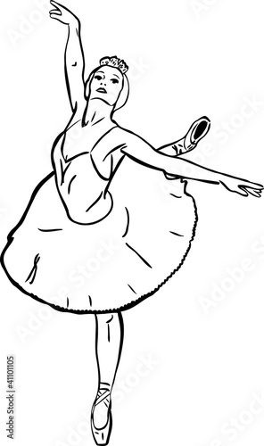 a sketch the ballet-dancer of ballet dances dance of swan