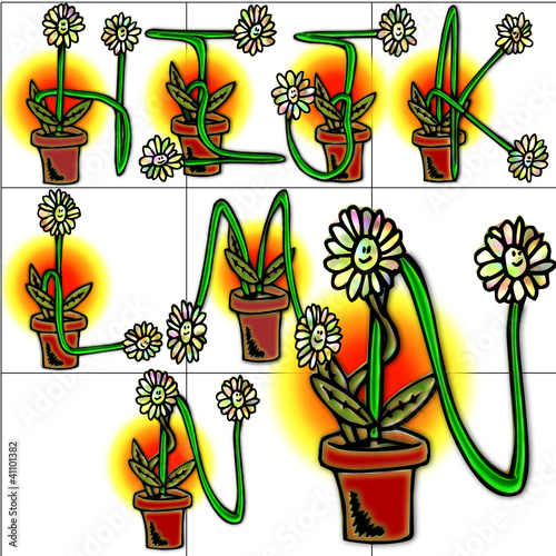 Flowers sketches alphabet background design abcd