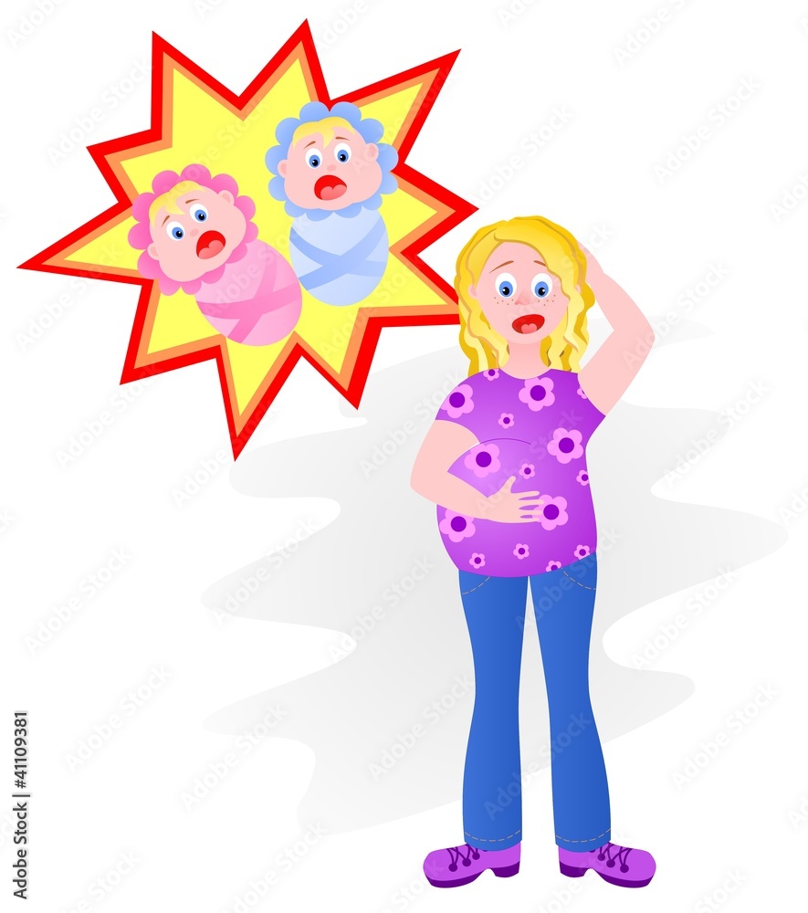 The pregnant woman was surprised that twins will be born The pregnant woman was surprised that twins will be born