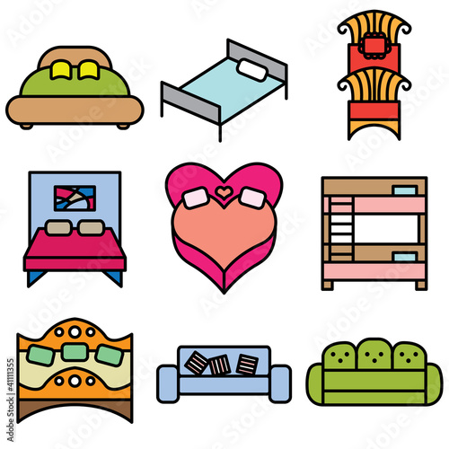 bed icons vector set