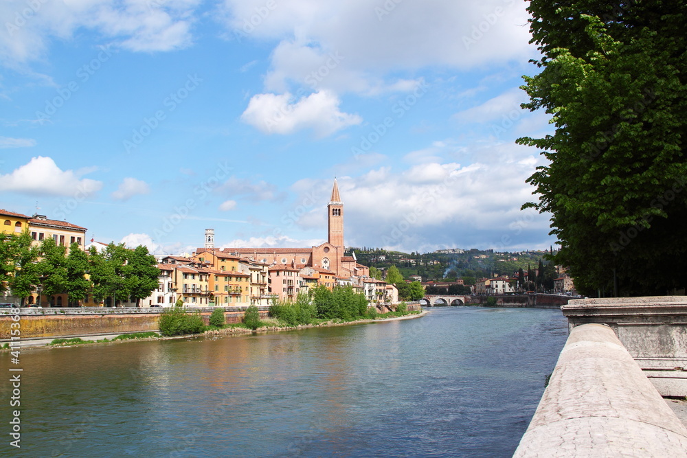 Verona along the river Adige, Italy