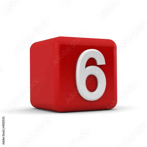 Red 3D block with number six photo