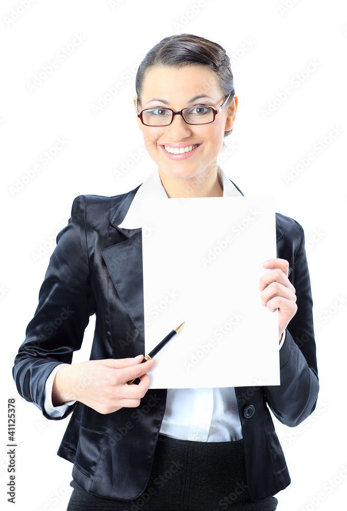 Nice business woman in glasses with a white Nice business woman in glasses with a white