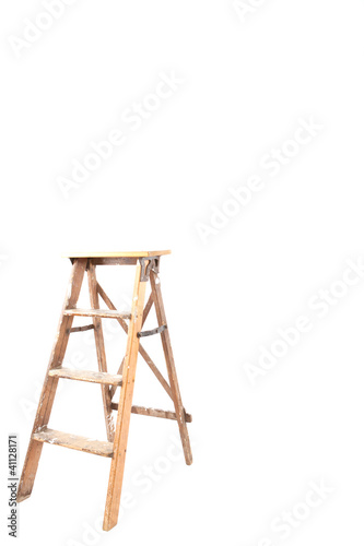 old wooden ladder isolated on white background