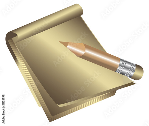 Notepad and pencil.