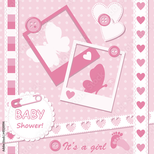 Baby girl greeting card with photo frame