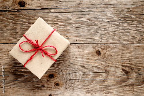 Vintage gift box on wooden background