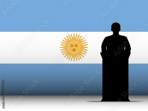 Argentina Speech Tribune Silhouette with Flag Background