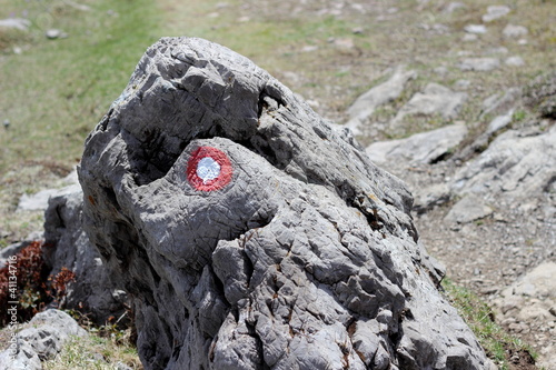 Hiking mark on rocks