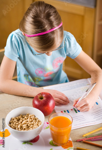 girl doing homework