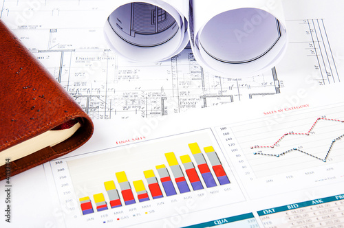 charts, documents, blueprint photo