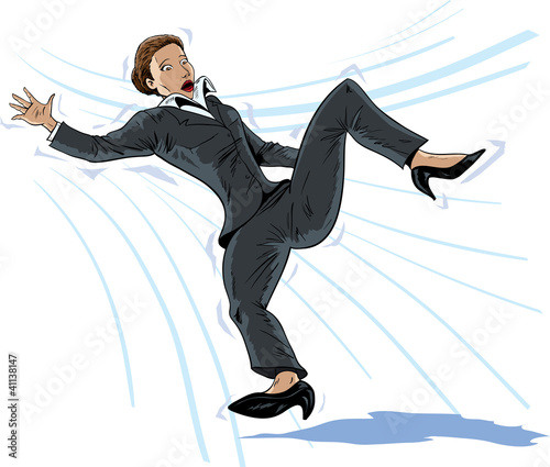 Illustration of a business woman falling