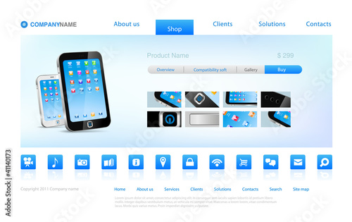 Website concept online store. Touchscreen devices
