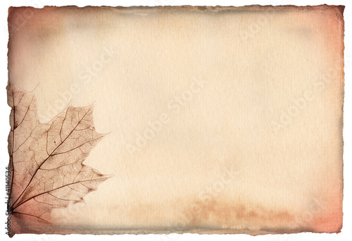 Brown hand-made paper with a maple leaf