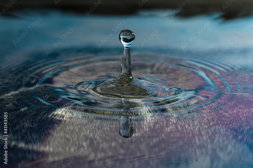 Drop of pure fresh water falls in water