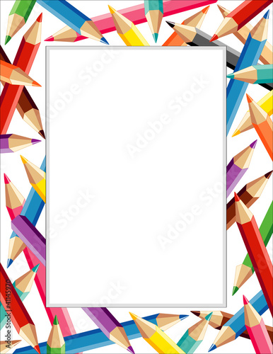 Colored Pencils Frame, copy space for posters, school, education