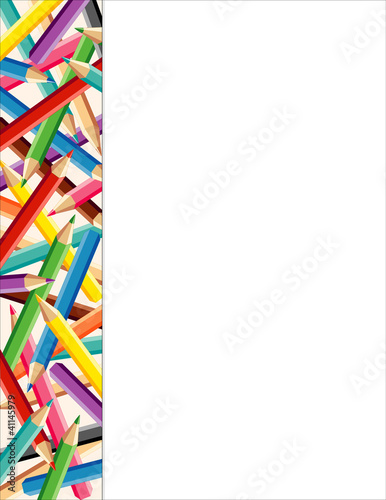 Colored Pencils Side Frame, copy space, posters, albums, school