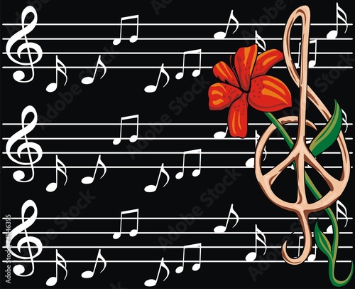 white music notes and flower