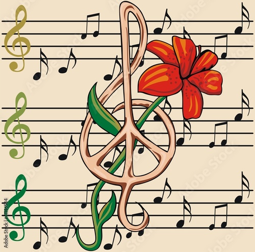 music notes and flower