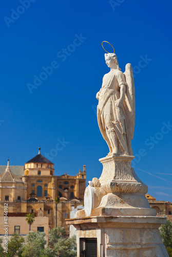 Archangel Raphael statue on bridge at Cordoba Spain