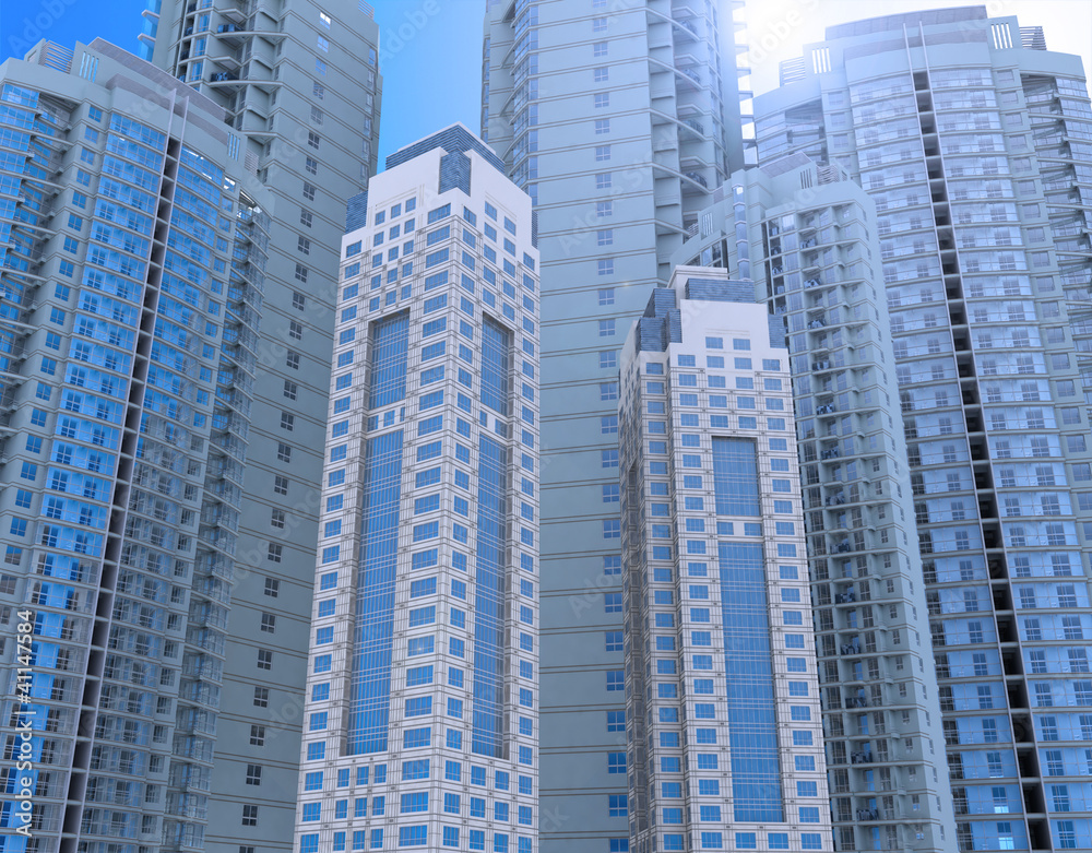 Skyscrapers.3d render.
