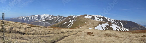 Obraz na płótnie Mountains with meadows in the spring w salonie