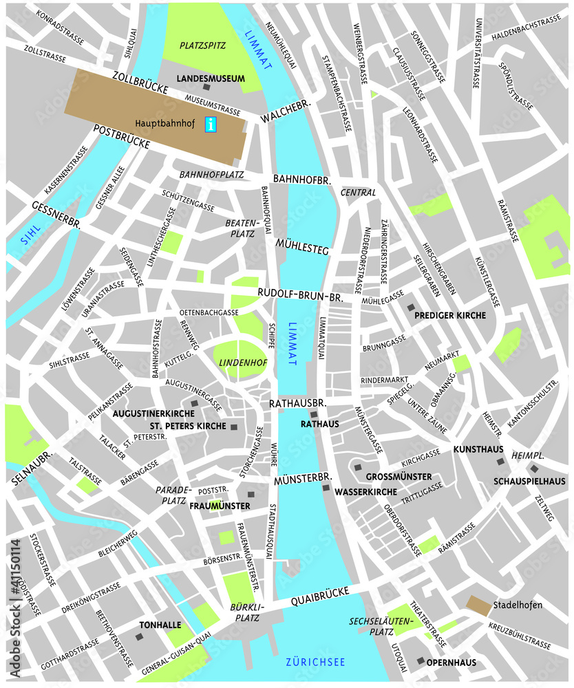 Fototapeta premium Zurich_map