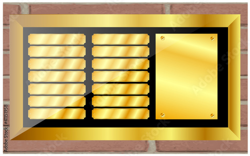 Mehrfachklingel Gold mit Gravurplatte