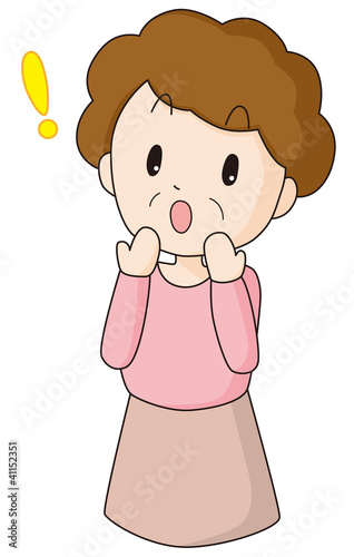 ビックリする主婦　イラスト　素材　ベクター