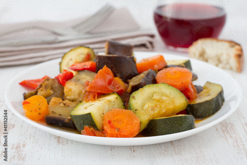 grilled vegetables on the plate grilled vegetables on the plate