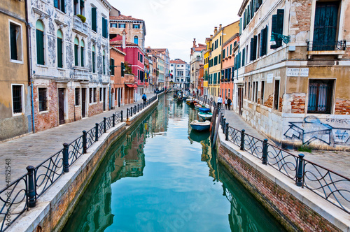 Venice, Italy - canal, boats and houses © eddygaleotti